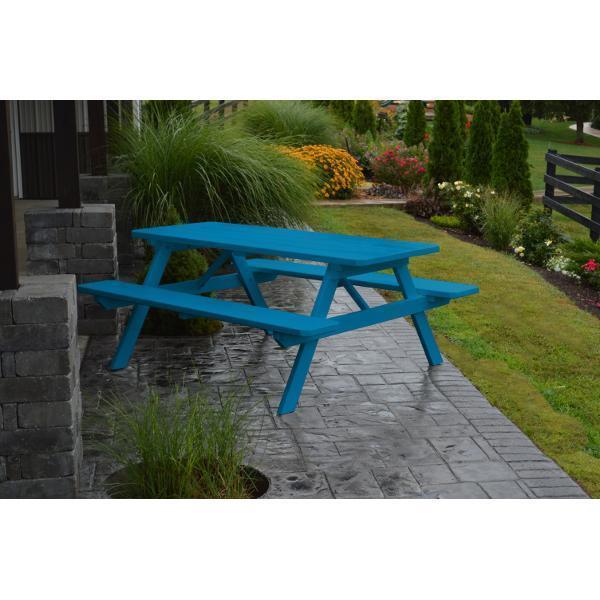 A &amp; L Furniture Yellow Pine Picnic Table with Attached Benches Size 6ft and 8ft Picnic Table 6ft / Unfinished / No
