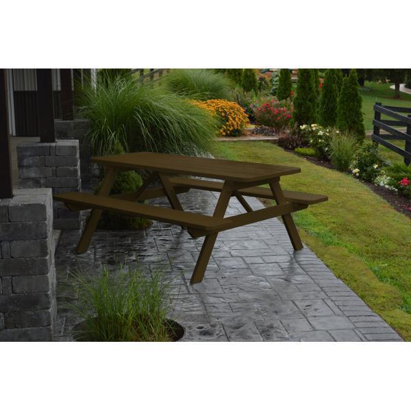 A &amp; L Furniture Yellow Pine Picnic Table with Attached Benches Size 6ft and 8ft Picnic Table 6ft / Unfinished / No