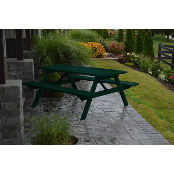 A &amp; L Furniture Yellow Pine Picnic Table with Attached Benches Size 6ft and 8ft Picnic Table 6ft / Unfinished / No