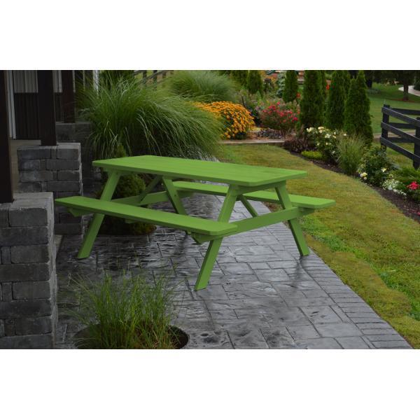 A &amp; L Furniture Yellow Pine Picnic Table with Attached Benches Size 6ft and 8ft Picnic Table 6ft / Unfinished / No