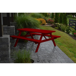 A & L Furniture Yellow Pine Picnic Table with Attached Benches Size 6ft and 8ft Picnic Table 6ft / Unfinished / No