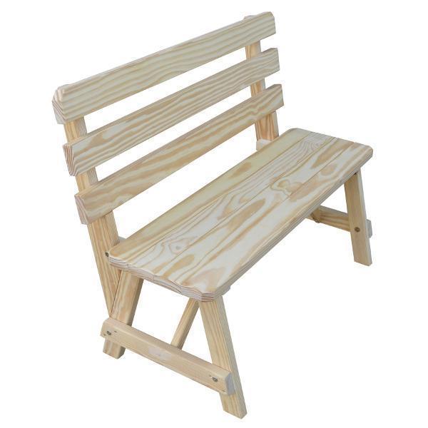 A &amp; L Furniture Yellow Pine Traditional Backed Bench Size 5ft, 6ft, 8ft Garden Benches 5ft / Unfinished