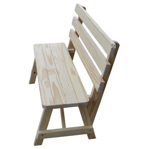 A &amp; L Furniture Yellow Pine Traditional Backed Bench Size 5ft, 6ft, 8ft Garden Benches 5ft / Unfinished