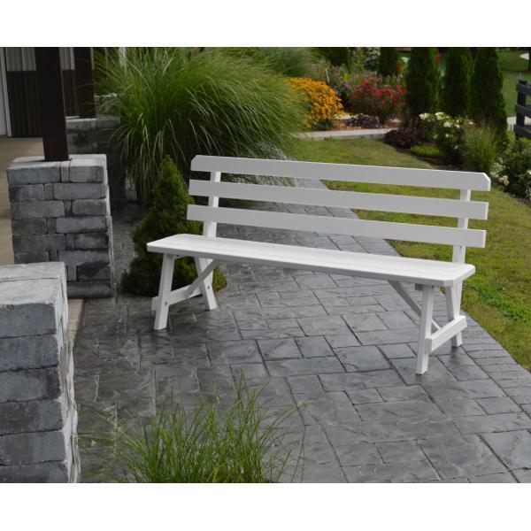 A &amp; L Furniture Yellow Pine Traditional Backed Bench Size 5ft, 6ft, 8ft Garden Benches 5ft / Unfinished