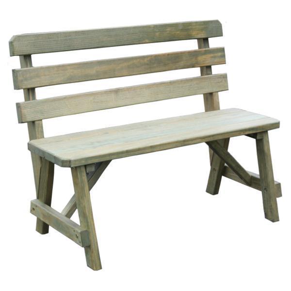 A &amp; L Furniture Yellow Pine Traditional Backed Bench Size 5ft, 6ft, 8ft Garden Benches 5ft / Unfinished
