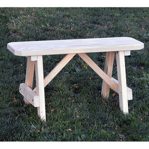 A & L Furniture Yellow Pine Traditional Bench – Size 5ft, 6ft, 8ft Picnic Bench 5ft / Unfinished
