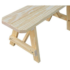 A & L Furniture Yellow Pine Traditional Bench – Size 5ft, 6ft, 8ft Picnic Bench 5ft / Unfinished