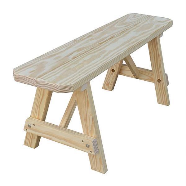 A &amp; L Furniture Yellow Pine Traditional Bench – Size 5ft, 6ft, 8ft Picnic Bench 5ft / Unfinished