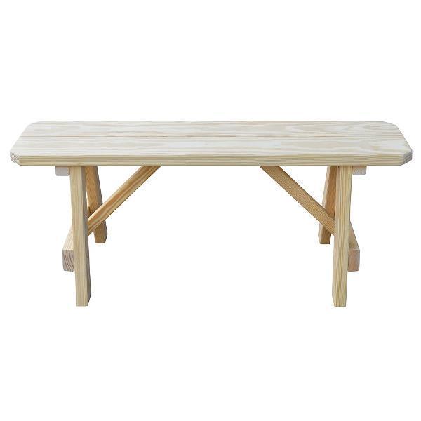 A &amp; L Furniture Yellow Pine Traditional Bench – Size 5ft, 6ft, 8ft Picnic Bench 5ft / Unfinished
