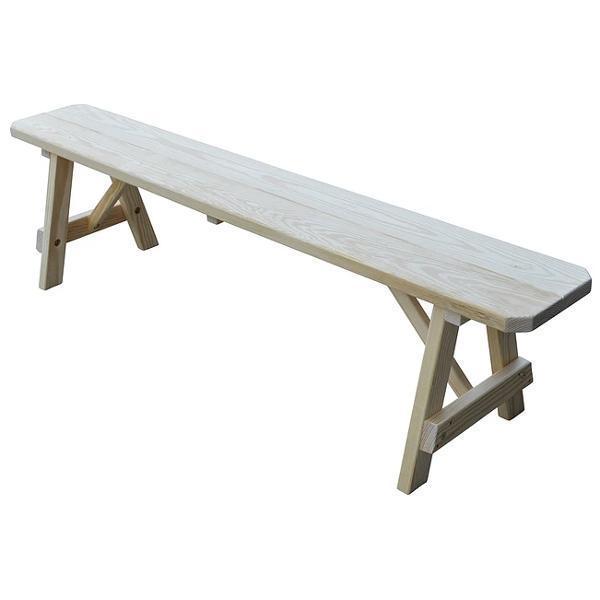 A &amp; L Furniture Yellow Pine Traditional Bench – Size 5ft, 6ft, 8ft Picnic Bench 5ft / Unfinished