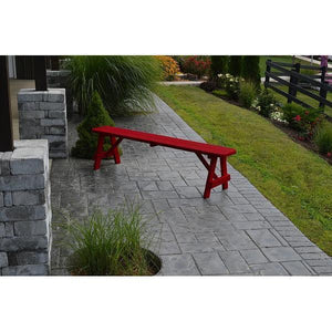 A & L Furniture Yellow Pine Traditional Bench – Size 5ft, 6ft, 8ft Picnic Bench 5ft / Unfinished