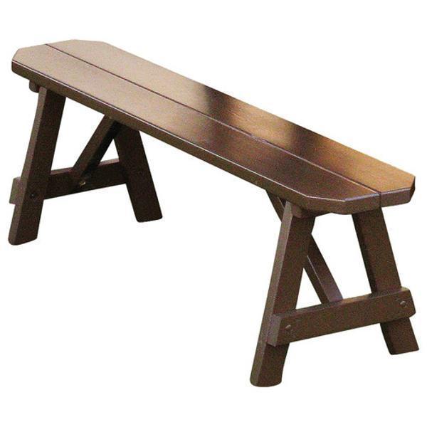A &amp; L Furniture Yellow Pine Traditional Bench – Size 5ft, 6ft, 8ft Picnic Bench 5ft / Unfinished