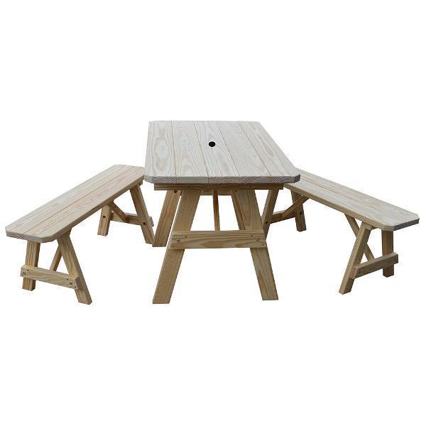 A &amp; L Furniture Yellow Pine Traditional Picnic Table with 2 Benches – Size 6ft and 8ft Picnic Table 6ft / Unfinished / No