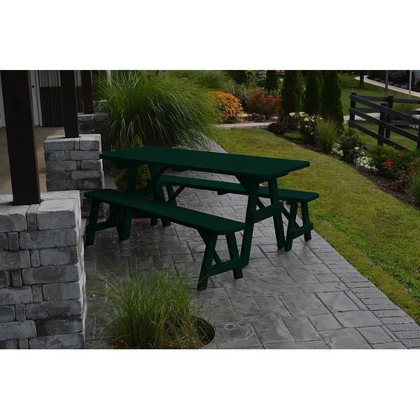A &amp; L Furniture Yellow Pine Traditional Picnic Table with 2 Benches – Size 6ft and 8ft Picnic Table 6ft / Unfinished / No