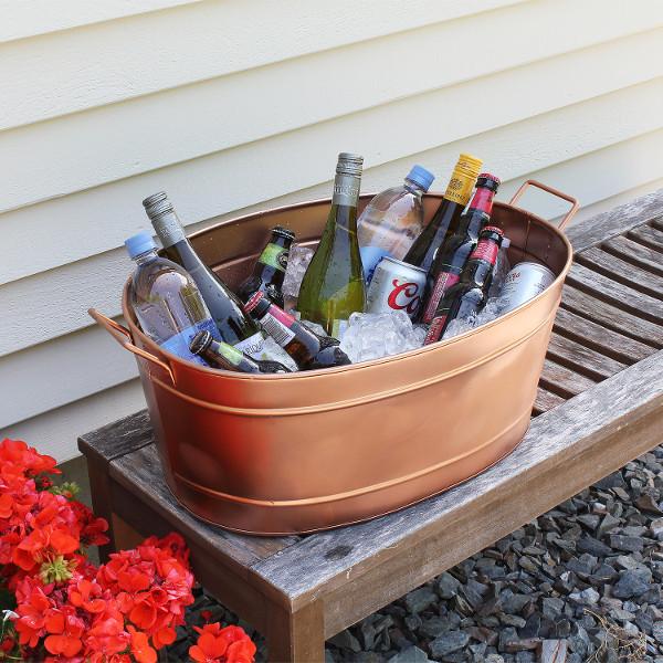 Achla Designs Oval Copper Plated Galvanized Tub Oval Copper Tub