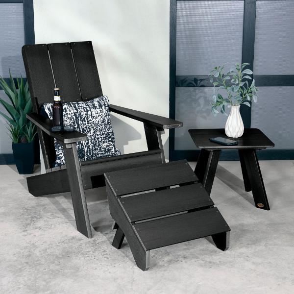 Adirondack 1 Barcelona Modern Chair With 1 Barcelona Modern Side Table &amp; 1 Folding Ottoman Conversation Set