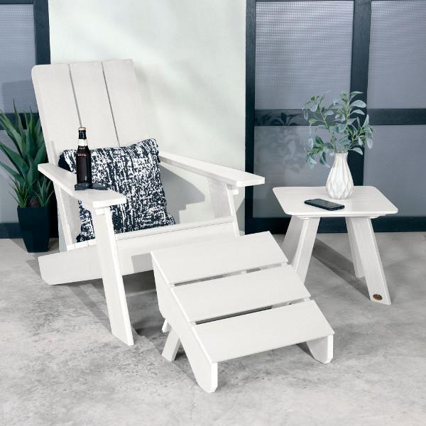 Adirondack 1 Barcelona Modern Chair With 1 Barcelona Modern Side Table &amp; 1 Folding Ottoman Conversation Set