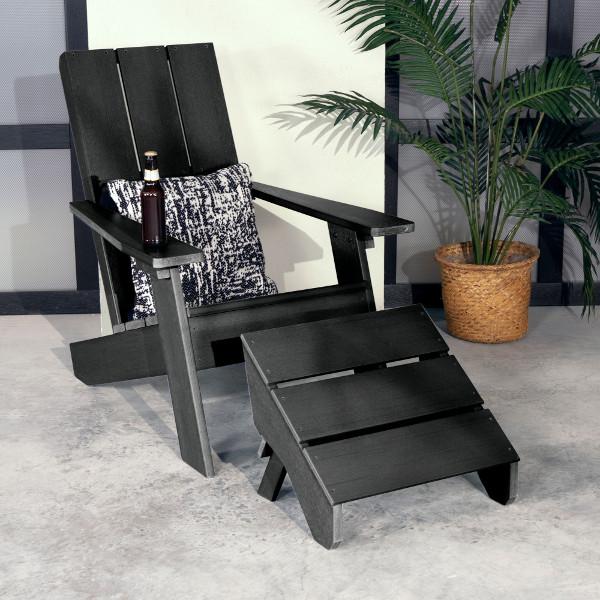 Adirondack 1 Barcelona Modern Chair With 1 Folding Ottoman Conversation Set