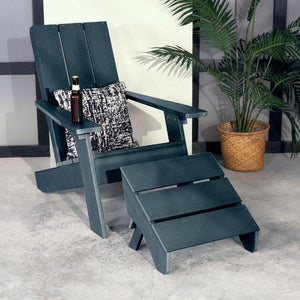 Adirondack 1 Barcelona Modern Chair With 1 Folding Ottoman Conversation Set