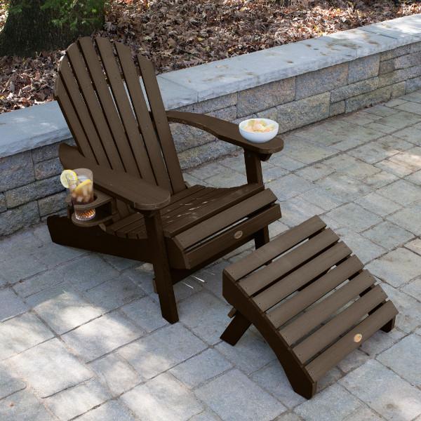 Adirondack 1 Hamilton Folding &amp; Reclining Outdoor Chair with 1 Ottoman &amp; 1 Easy-add Cup Holder Conversation Set