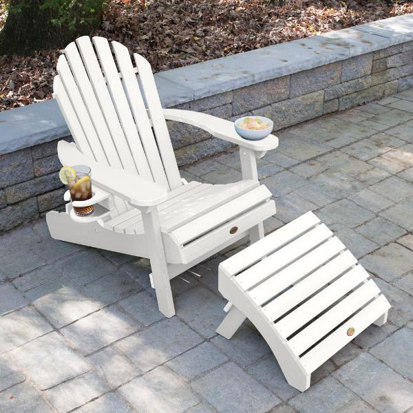 Adirondack 1 Hamilton Folding &amp; Reclining Outdoor Chair with 1 Ottoman &amp; 1 Easy-add Cup Holder Conversation Set