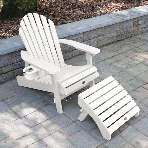 Adirondack 1 Hamilton Folding &amp; Reclining Outdoor Chair with 1 Ottoman &amp; 1 Easy-add Cup Holder Conversation Set
