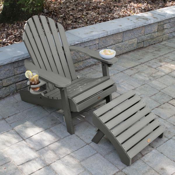 Adirondack 1 Hamilton Folding &amp; Reclining Outdoor Chair with 1 Ottoman &amp; 1 Easy-add Cup Holder Conversation Set