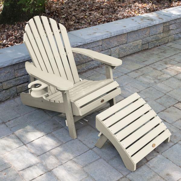 Adirondack 1 Hamilton Folding &amp; Reclining Outdoor Chair with 1 Ottoman &amp; 1 Easy-add Cup Holder Conversation Set