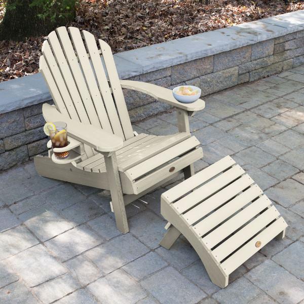 Adirondack 1 Hamilton Folding &amp; Reclining Outdoor Chair with 1 Ottoman &amp; 1 Easy-add Cup Holder Conversation Set