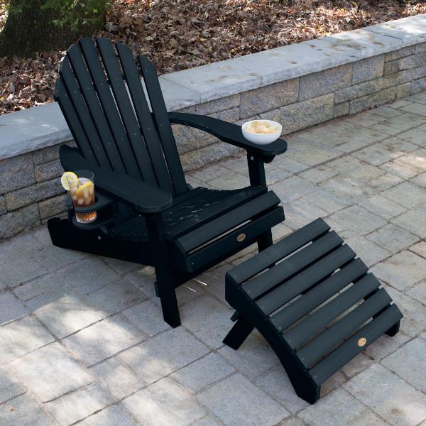 Adirondack 1 Hamilton Folding &amp; Reclining Outdoor Chair with 1 Ottoman &amp; 1 Easy-add Cup Holder Conversation Set