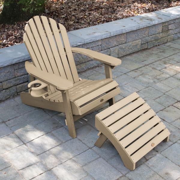 Adirondack 1 Hamilton Folding &amp; Reclining Outdoor Chair with 1 Ottoman &amp; 1 Easy-add Cup Holder Conversation Set