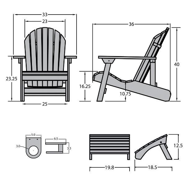 Adirondack 1 King Hamilton Folding and Reclining Chair with 1 Folding Ottoman and 1 Cupholder Conversation Set