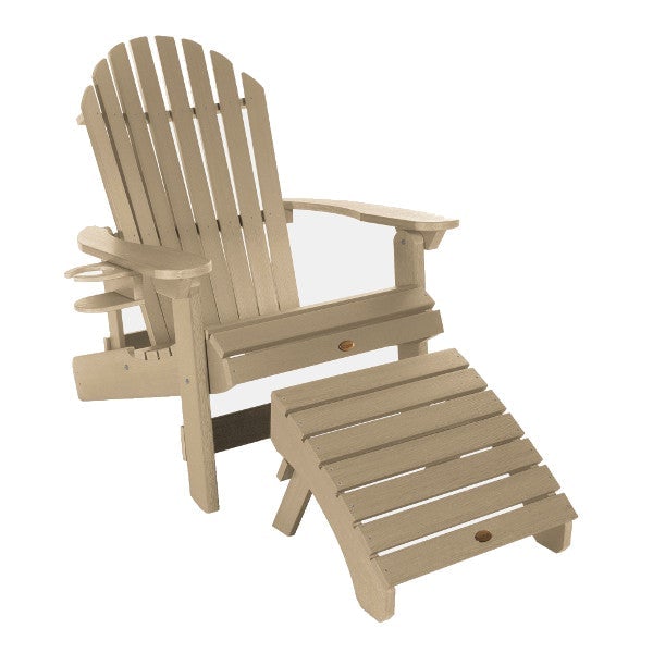 Adirondack 1 King Hamilton Folding and Reclining Chair with 1 Folding Ottoman and 1 Cupholder Conversation Set Tuscan Taupe