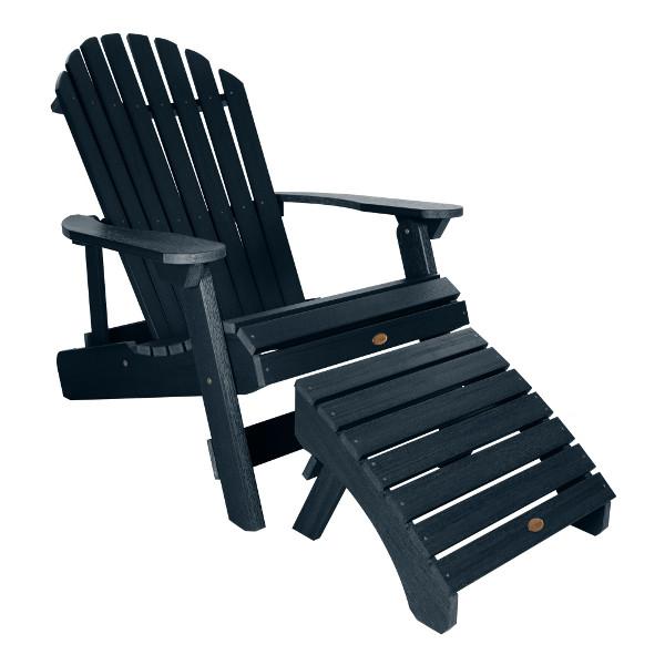 Adirondack 1 King Hamilton Folding and Reclining Chair with 1 Folding Ottoman Conversation Set Federal Blue