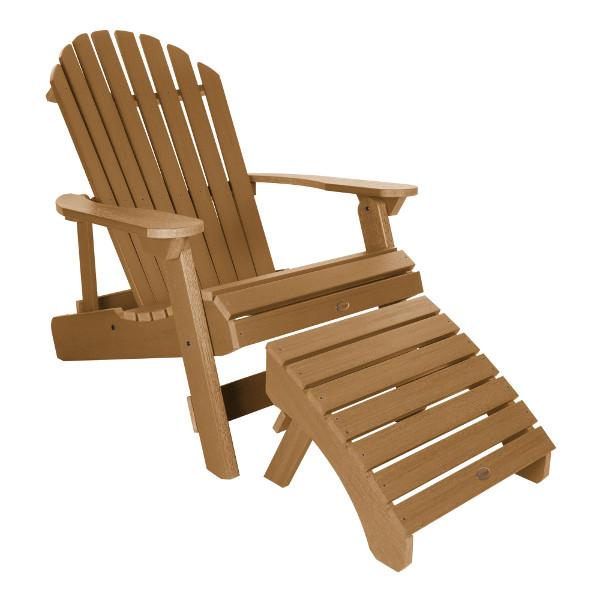 Adirondack 1 King Hamilton Folding and Reclining Chair with 1 Folding Ottoman Conversation Set Toffee