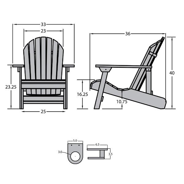 Adirondack 1 King Hamilton Folding and Reclining Outdoor Chair with 1 Easy-add Cup Holder Conversation Set