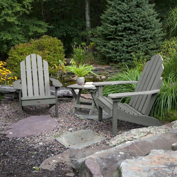 Adirondack 2 Classic Westport Chairs with 1 Folding Side Table Conversation Set
