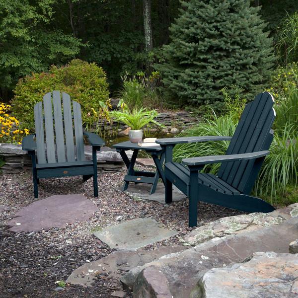 Adirondack 2 Classic Westport Chairs with 1 Folding Side Table Conversation Set
