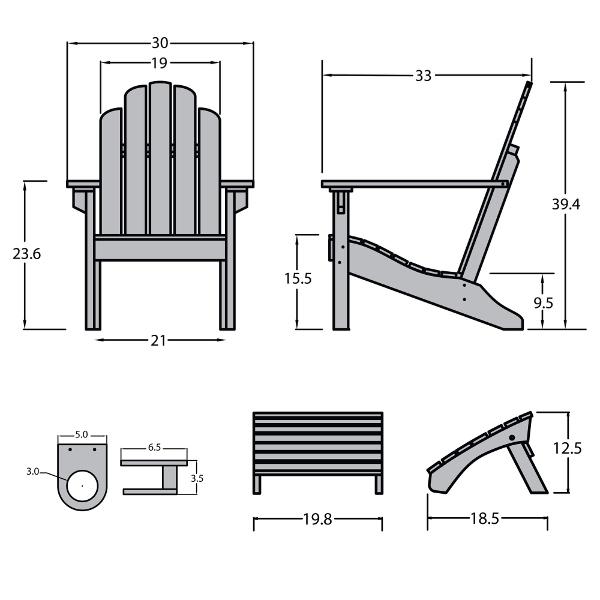 Adirondack Classic Westport Chair with Cup Holder &amp; Folding Ottoman - The Charming Bench Company