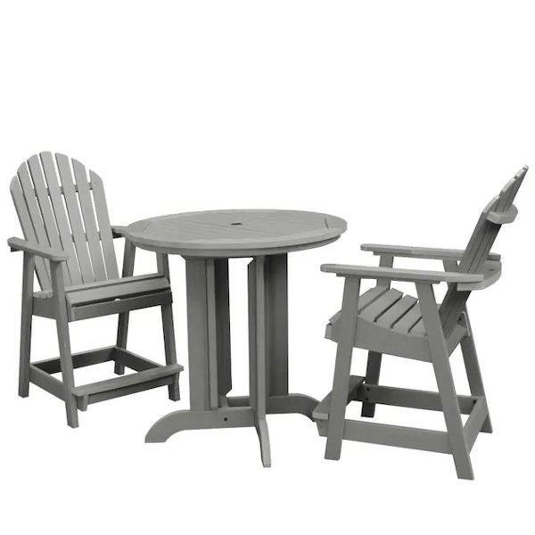 Adirondack Hamilton 3pc Round Counter Height Outdoor Dining Set Dining Set Coastal Teak