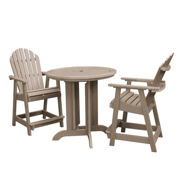 Adirondack Hamilton 3pc Round Counter Height Outdoor Dining Set Dining Set Woodland Brown