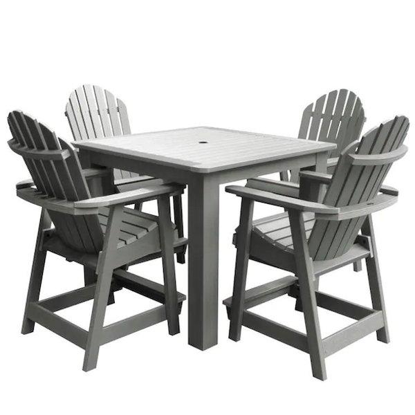 Adirondack Hamilton 5pc Square Counter Height Outdoor Dining Set Dining Set Coastal Teak