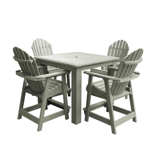 Adirondack Hamilton 5pc Square Counter Height Outdoor Dining Set Dining Set Eucalyptus
