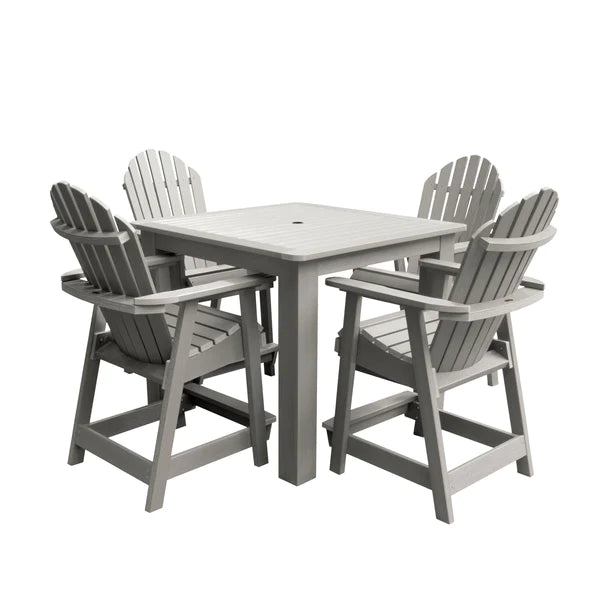 Adirondack Hamilton 5pc Square Counter Height Outdoor Dining Set Dining Set Harbor Gray