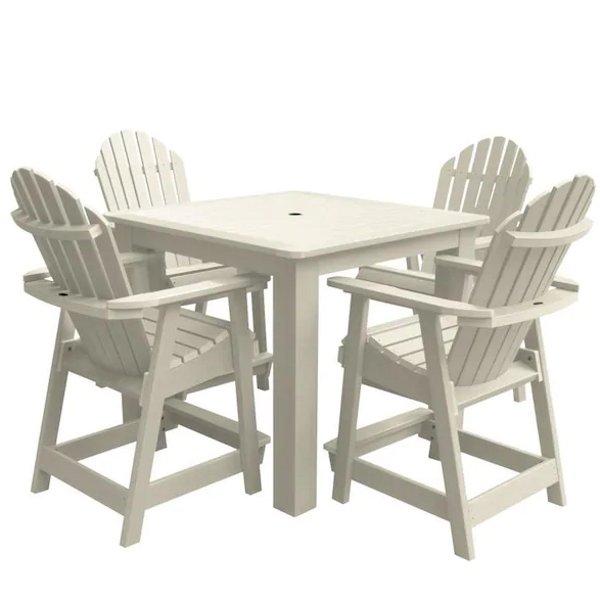 Adirondack Hamilton 5pc Square Counter Height Outdoor Dining Set Dining Set Whitewash