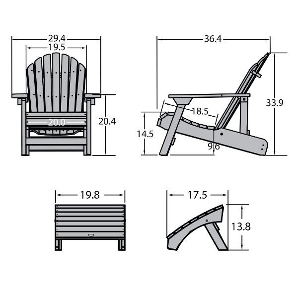 Adirondack Hamilton Folding &amp; Reclining Chair with Folding Ottoman Outdoor Chair