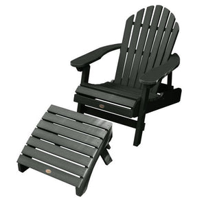 Adirondack Hamilton Folding & Reclining Chair with Folding Ottoman Outdoor Chair Charleston Green