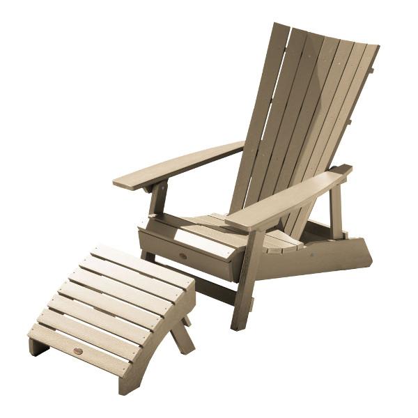 Adirondack Manhattan Beach Chair with Folding Ottoman Conversation Set