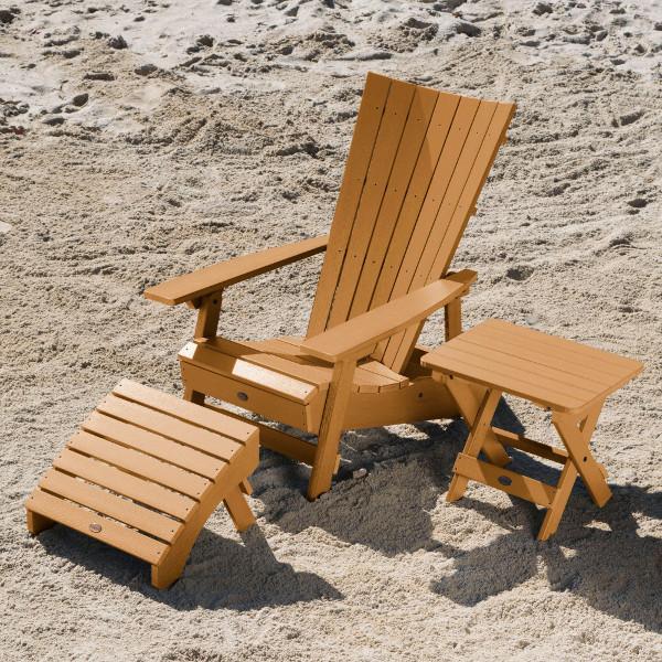 Adirondack Manhattan Beach Chair with Folding Side Table &amp; Ottoman Conversation Set