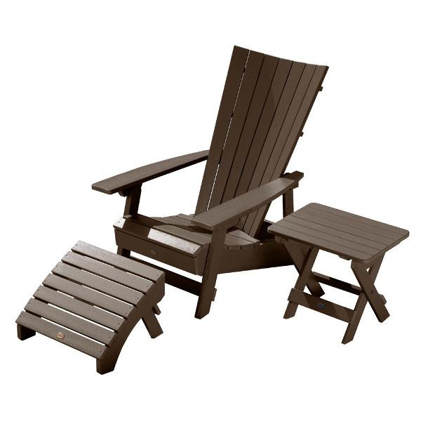 Adirondack Manhattan Beach Chair with Folding Side Table &amp; Ottoman Conversation Set